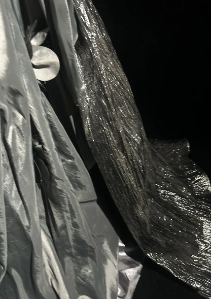 Magnifiques Robes de Bal Sirène Bretelles Fines Gris Argenté avec Fleurs Longues Tenues de Soirée Formelles N3684