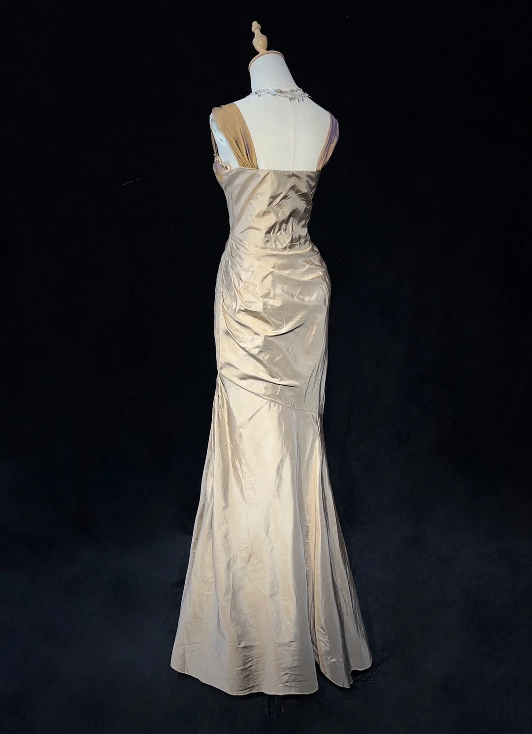 Robes de bal vintage Champagne Sirène Bustier Cœur Taffetas Robes de soirée longues N3859