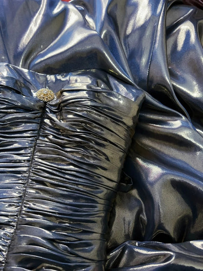 Vintage-Ballkleid Ästhetik A-Linie Marineblau mit Perlen Lange Abendkleid N3025