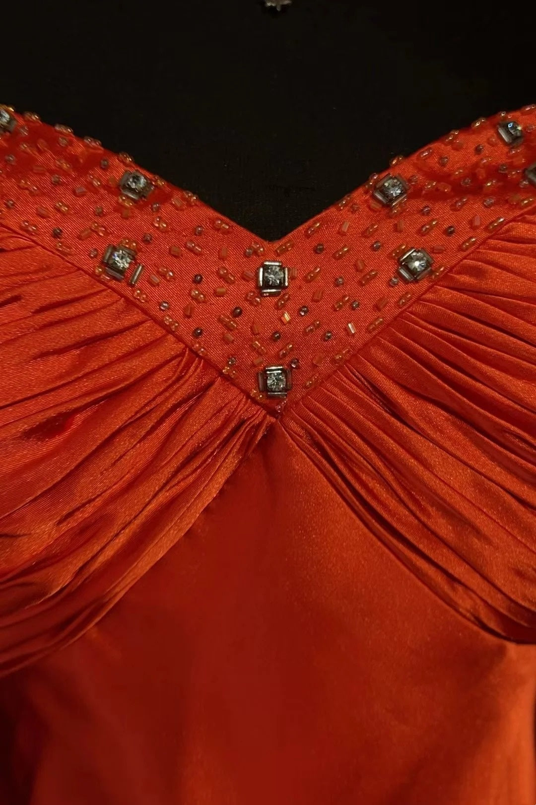 Vintage Prom Dresses A line Sweetheart Orange Satin Backless With Beading 1960s Long Formal Gown N2609