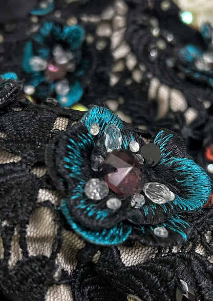 Robes de bal vintage Sirène Asymétrique Velours Noir Paillettes avec Fente Longue Robe de Soirée Années 70 N2579