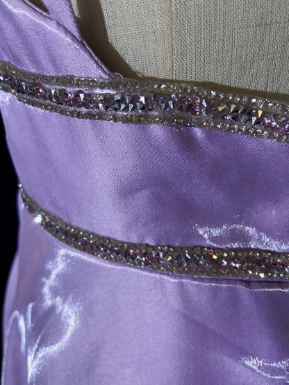Robes de bal vintage des années 90, trapèze, à bretelles spaghetti, couleur lilas, longues, semi-formelles, tenues de soirée N3658