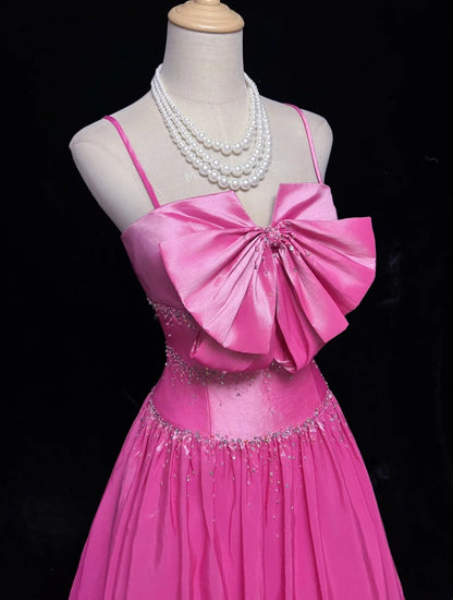 Princess Prom Dresses Ball Gowns Spaghetti Strap Pink Sleeveless Evening Long Formal Dress RB3260