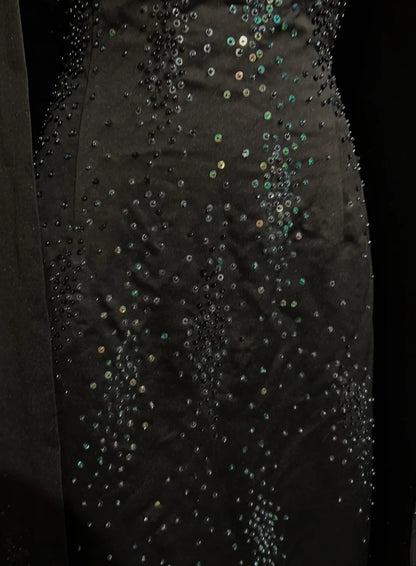 Beautiful Prom Dresses A line Spaghetti Strap Black With Beaded Cape Long Formal Evening Outfits N3672