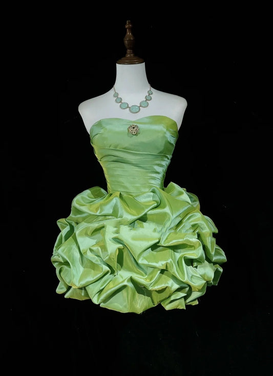 Pretty Ball Gown Sweetheart Green Organza Short Mini Homecoming Dresses Hoco Gowns N2660