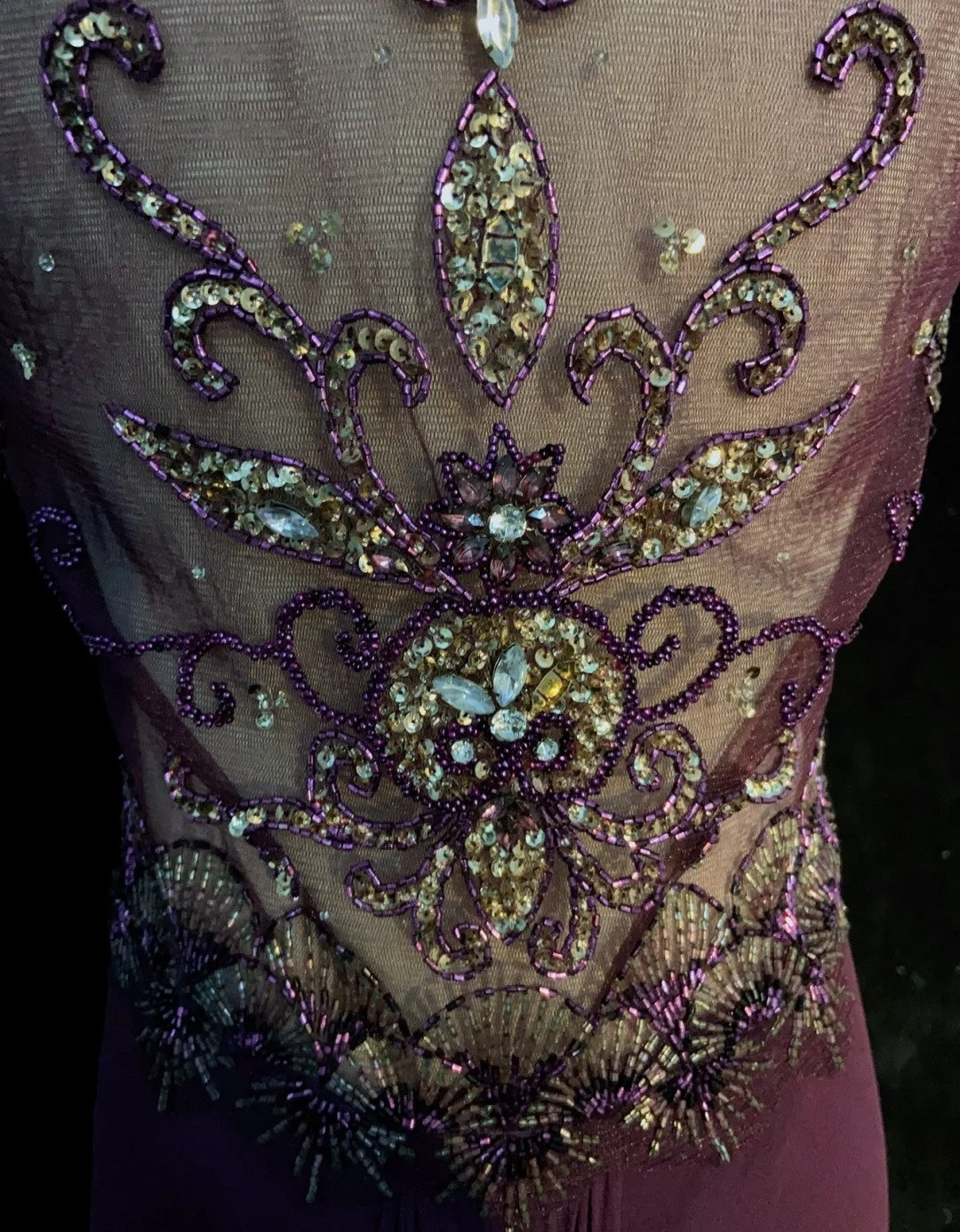 Inspiration Robes de bal vintage Sirène Bretelles spaghetti Violettes longues Années 1990 Avec perles Robes de soirée N3388