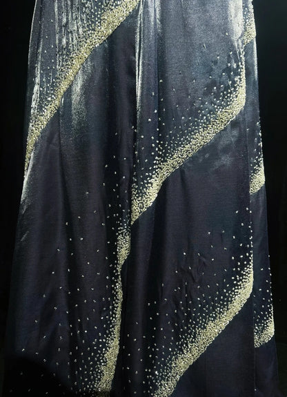Beautiful Prom Dresses A line Strapless Navy Blue With Beaded Backless Long Formal Evening Outfits N3675