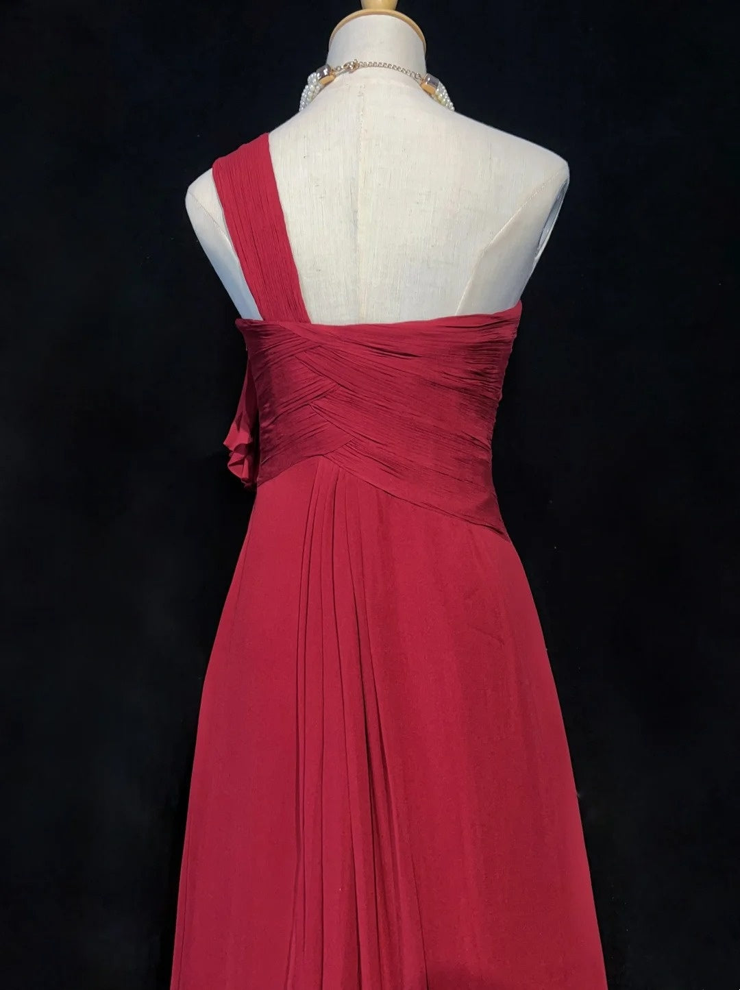 Verträumte 90er Abschlussballkleider Meerjungfrau One Shoulder Rot mit plissiertem Abendoutfit N3845