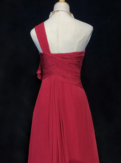 Verträumte 90er Abschlussballkleider Meerjungfrau One Shoulder Rot mit plissiertem Abendoutfit N3845