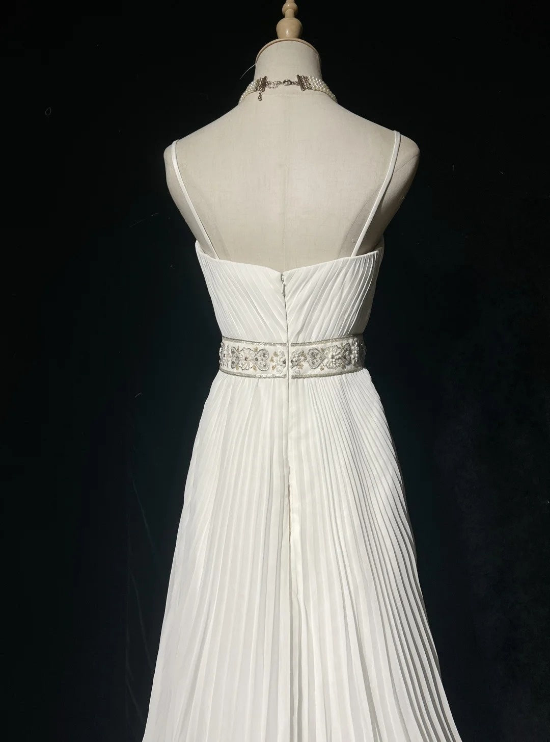 Robes de mariée vintage années 90, coupe trapèze, à fines bretelles, blanches unies, pour mariage estival en jardin, longue robe de mariée N3721