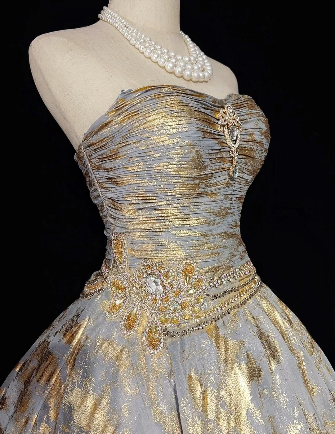 Prinzessinnen Ballkleid Trägerlos Gold Organza Kurz Mini Heimkehrkleider Hoco Kleider N2912