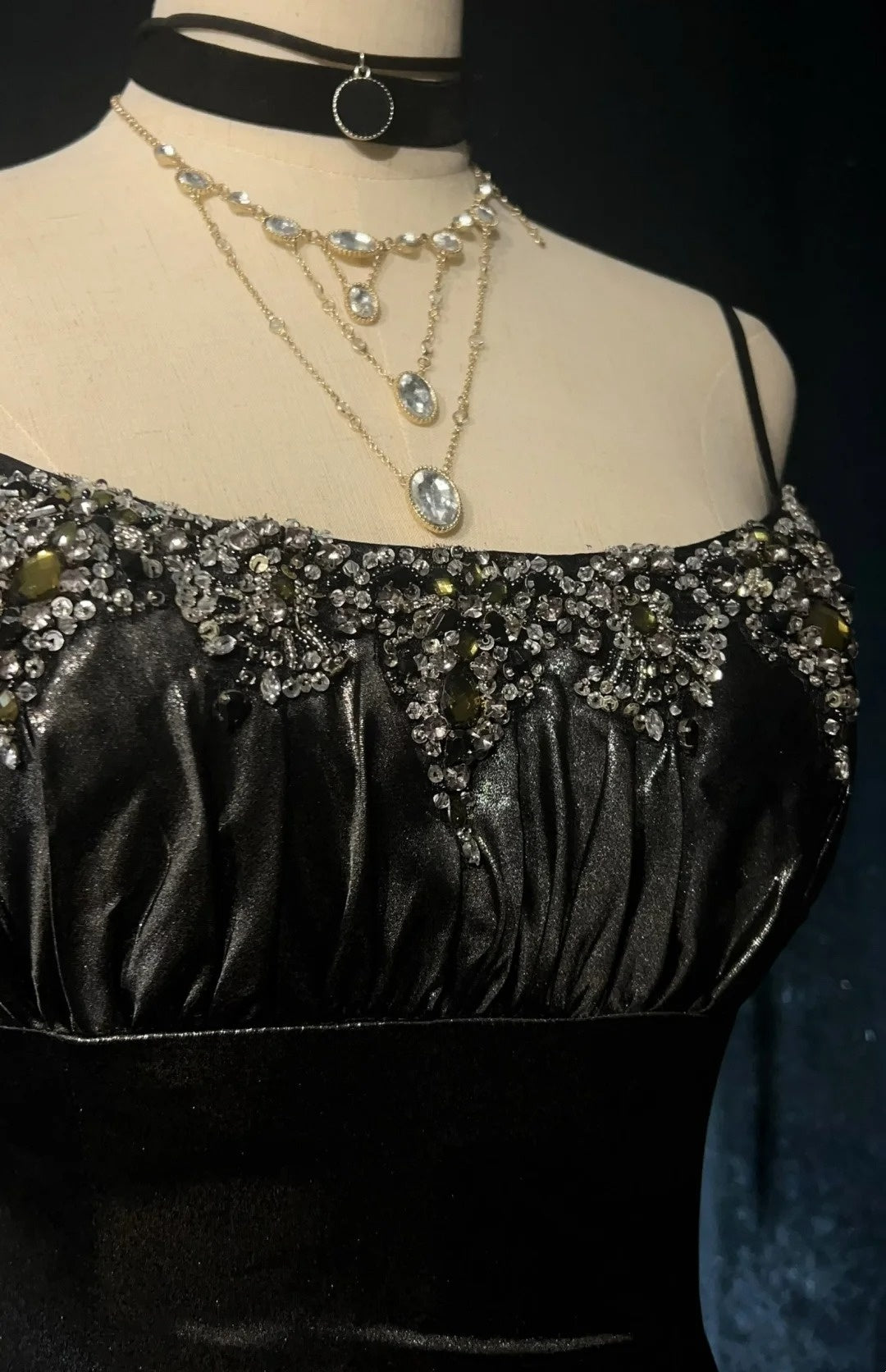 Robes de bal vintage sirène dos nu taille basse avec perles robe de soirée longue années 1970 N2618