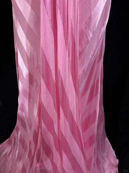 Vintage Abschlussballkleider Spaghettiträger Meerjungfrau Pink mit Goldspitze Lange formelle Abendkleider N3862
