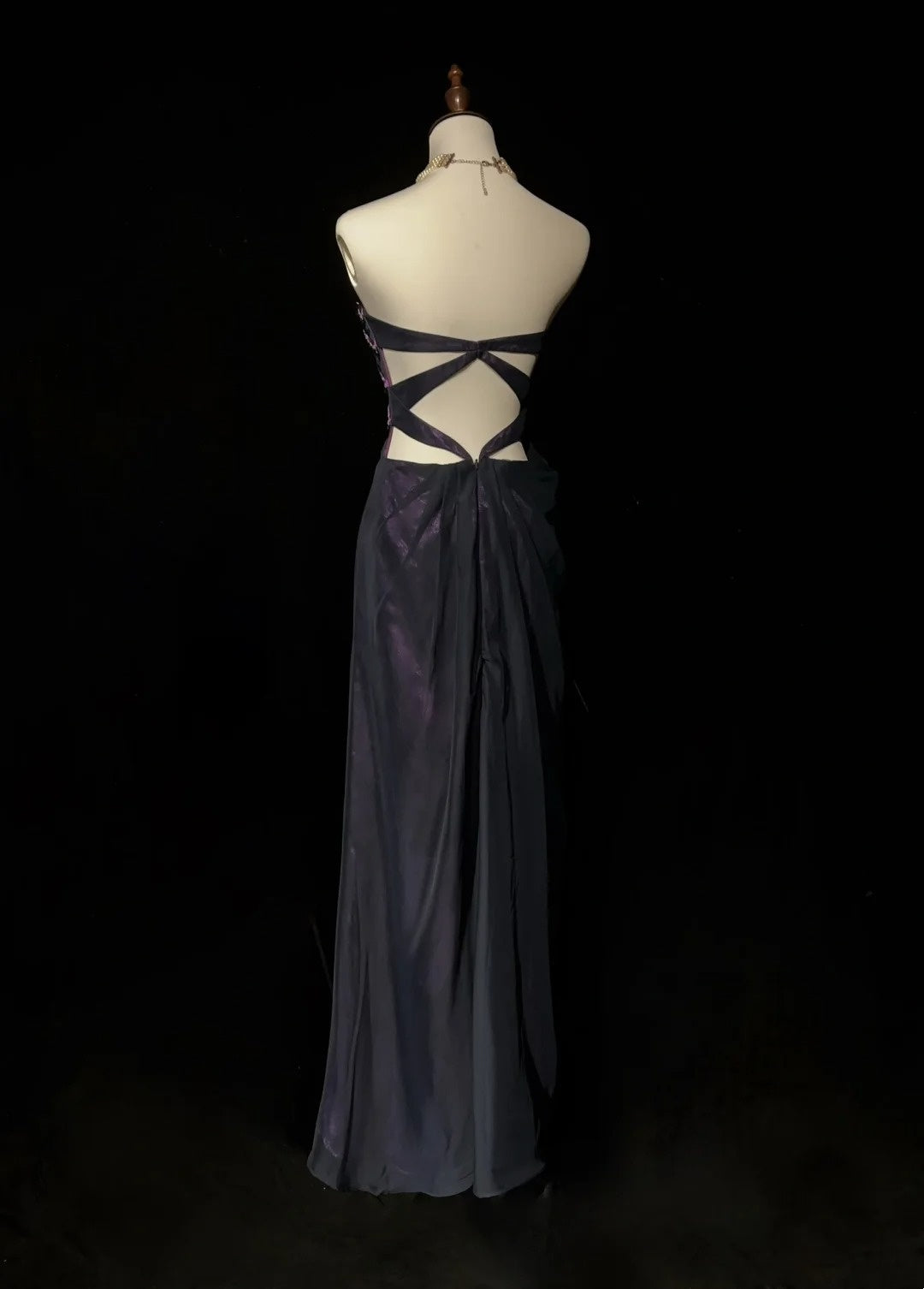 Robes de bal vintage esthétiques, coupe trapèze, bustier cœur, violet, avec perles, robe de soirée longue N3064