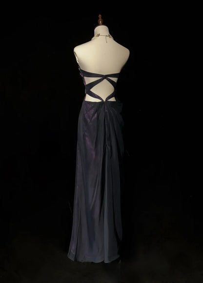 Robes de bal vintage esthétiques, coupe trapèze, bustier cœur, violet, avec perles, robe de soirée longue N3064