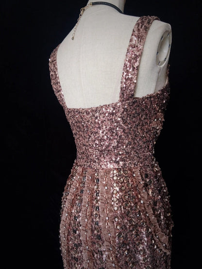 Sexy Scheide Träger Pailletten Ideen Für Frauen Knielang Geburtstagskleider Abschlussball-Outfits N3461