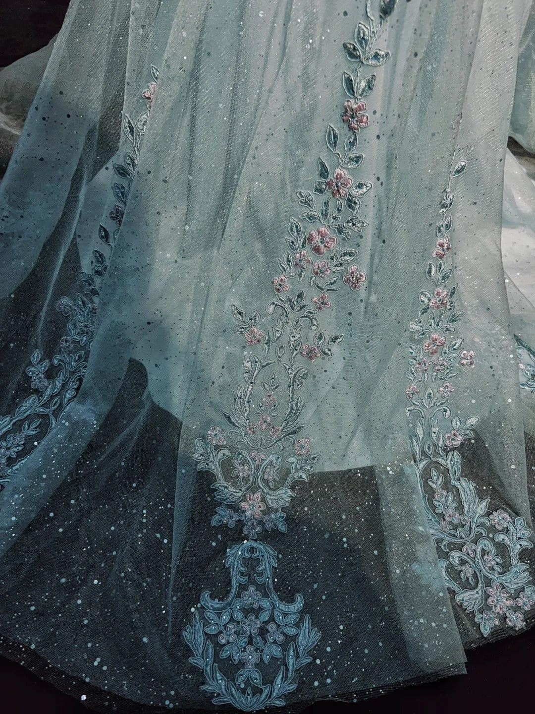 Vintage Abschlussballkleider Inspo Meerjungfrau V-Ausschnitt Hellblau Lang 1990er Mit Spitzenapplikationen Formelle Kleider N3359