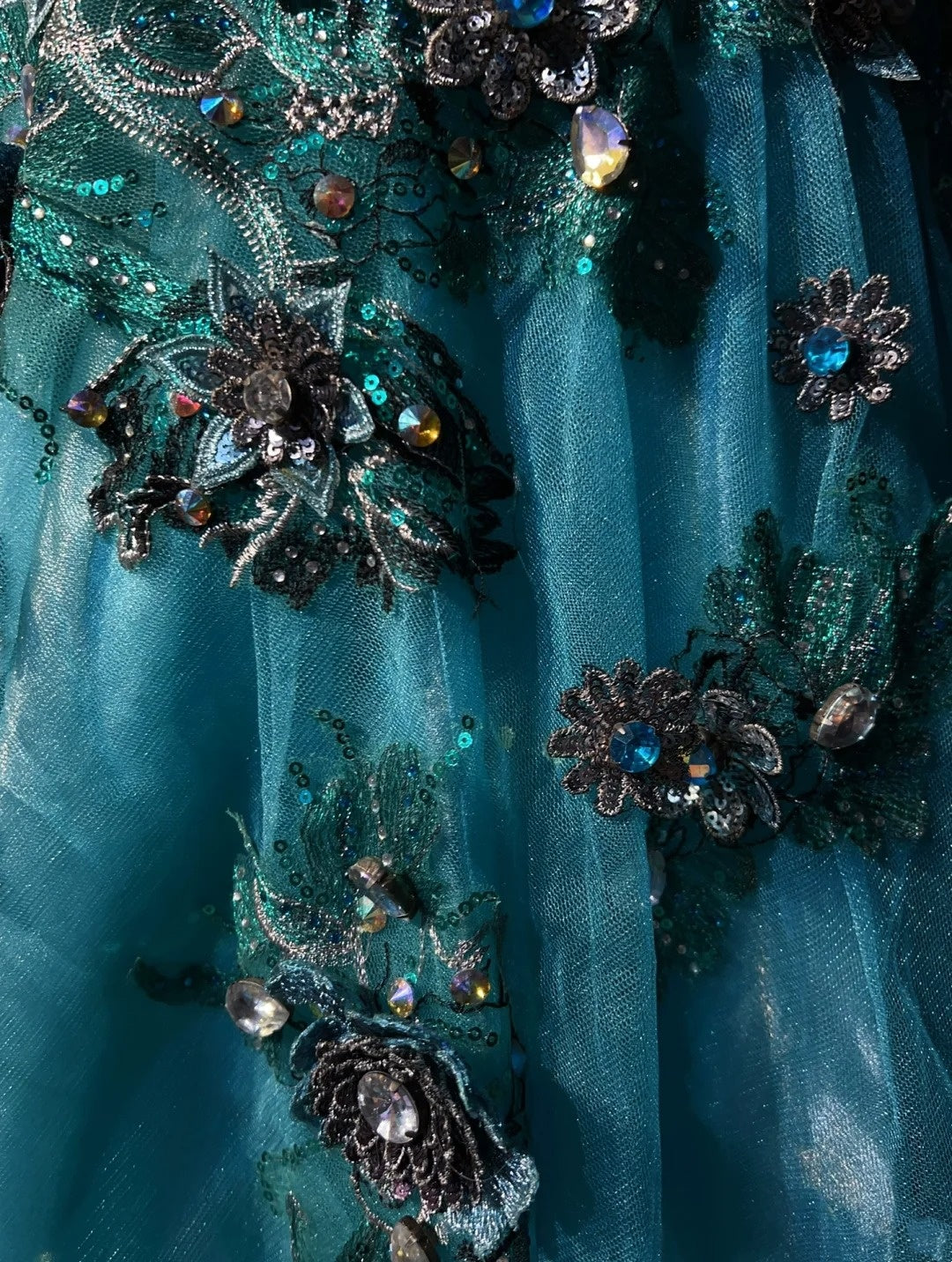 Vintage Ballkleider Inspo Meerjungfrau Träger Tüll Blau Lang 1990er Mit Spitze Applikationen Abendkleider N3360