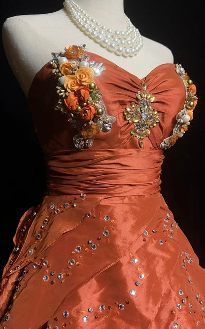 Süßes Ballkleid Sweetheart Orange Taft Abschlussball Kurze Mini-Heimkehrkleider Hoco Kleid N2891