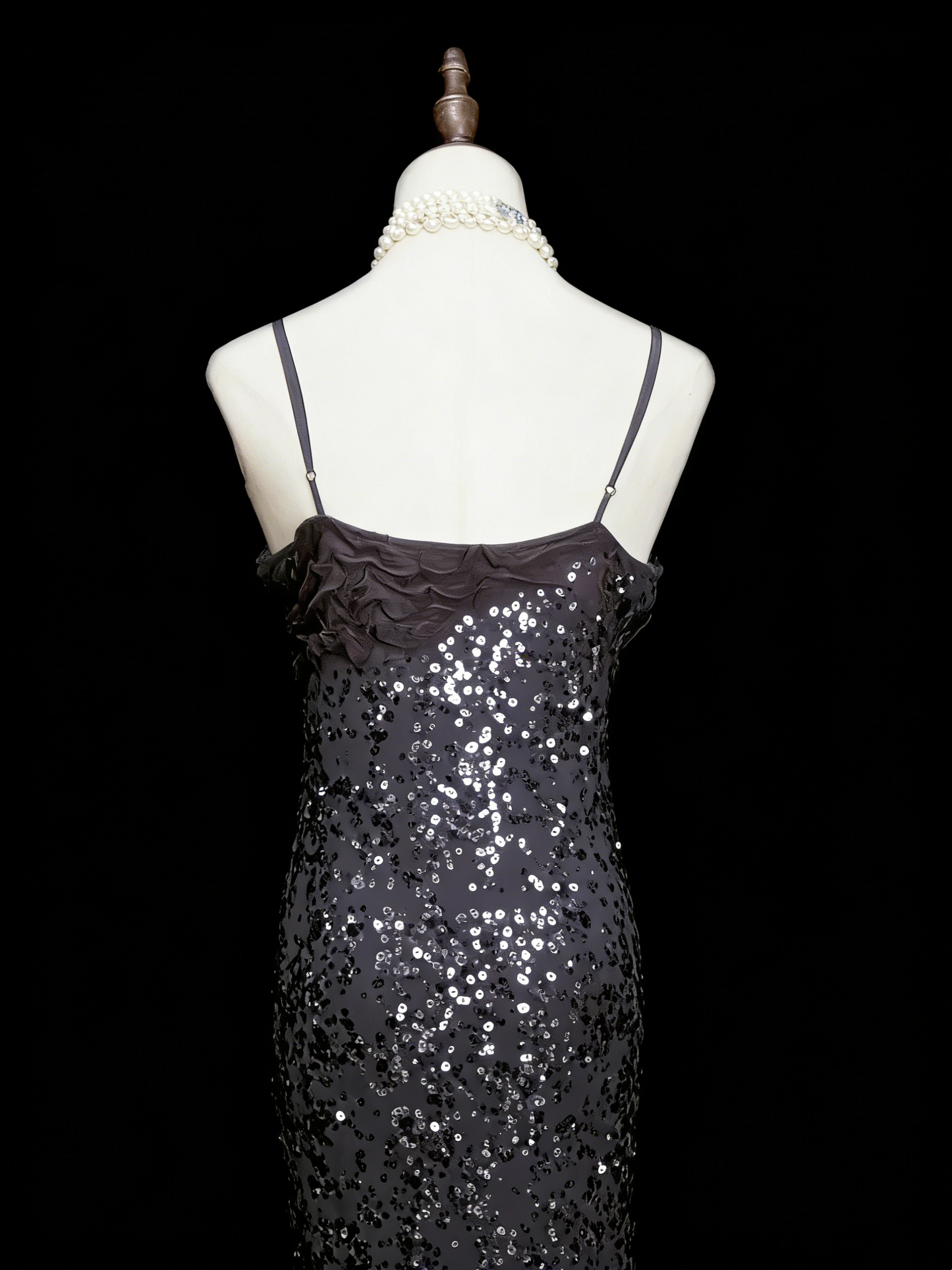 Robe de soirée sirène vintage à fines bretelles, style années 80, 70, 90, sequins gris argenté, longue, idéale pour les bals de fin d'année ou les remises de diplômes (N1145)