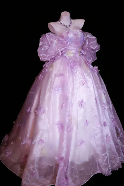 Fairy Ball Gown Off The Shoulder Lilac Floral Organza Quince Dresses Quinceanera Dress N2960