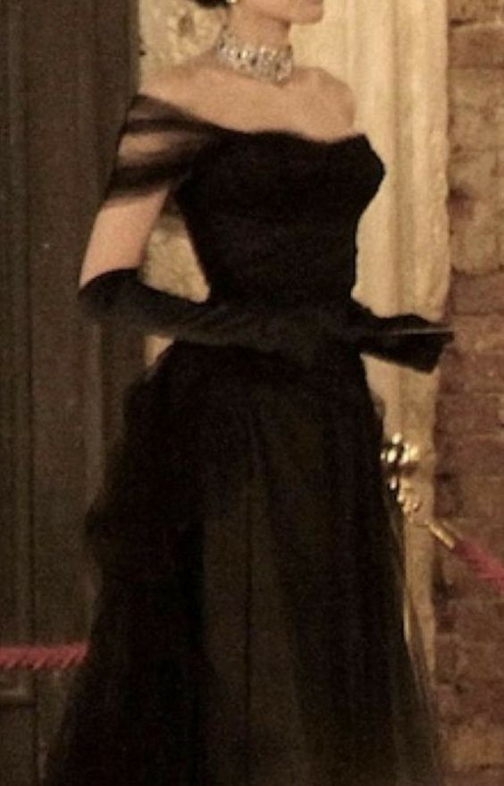 Vintage Ballkleid, schwarz, Geburtstagskleid, schulterfrei, Abiballkleid, Partykleid N1856