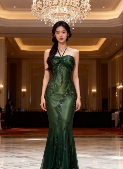 Vintage Halter Mermaid Long Prom Dresses Chiffon Beaded Dark Green Long Formal Dresses Graduation Dress N1617
