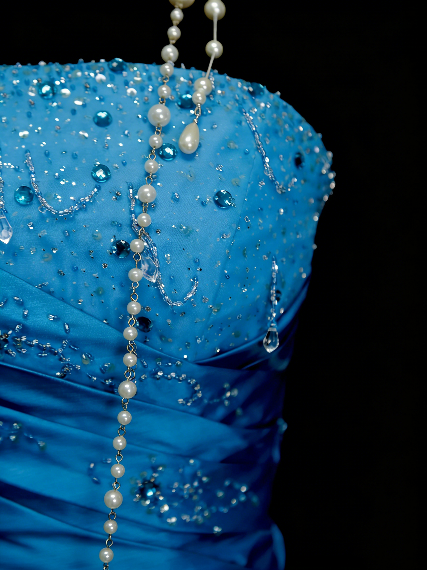 Vintage Night Aesthetic Ball Gown Strapless Blue Tulle 90s 80s College Formal Sweet 16 Outfit Long Prom Dresses For Teens N1160