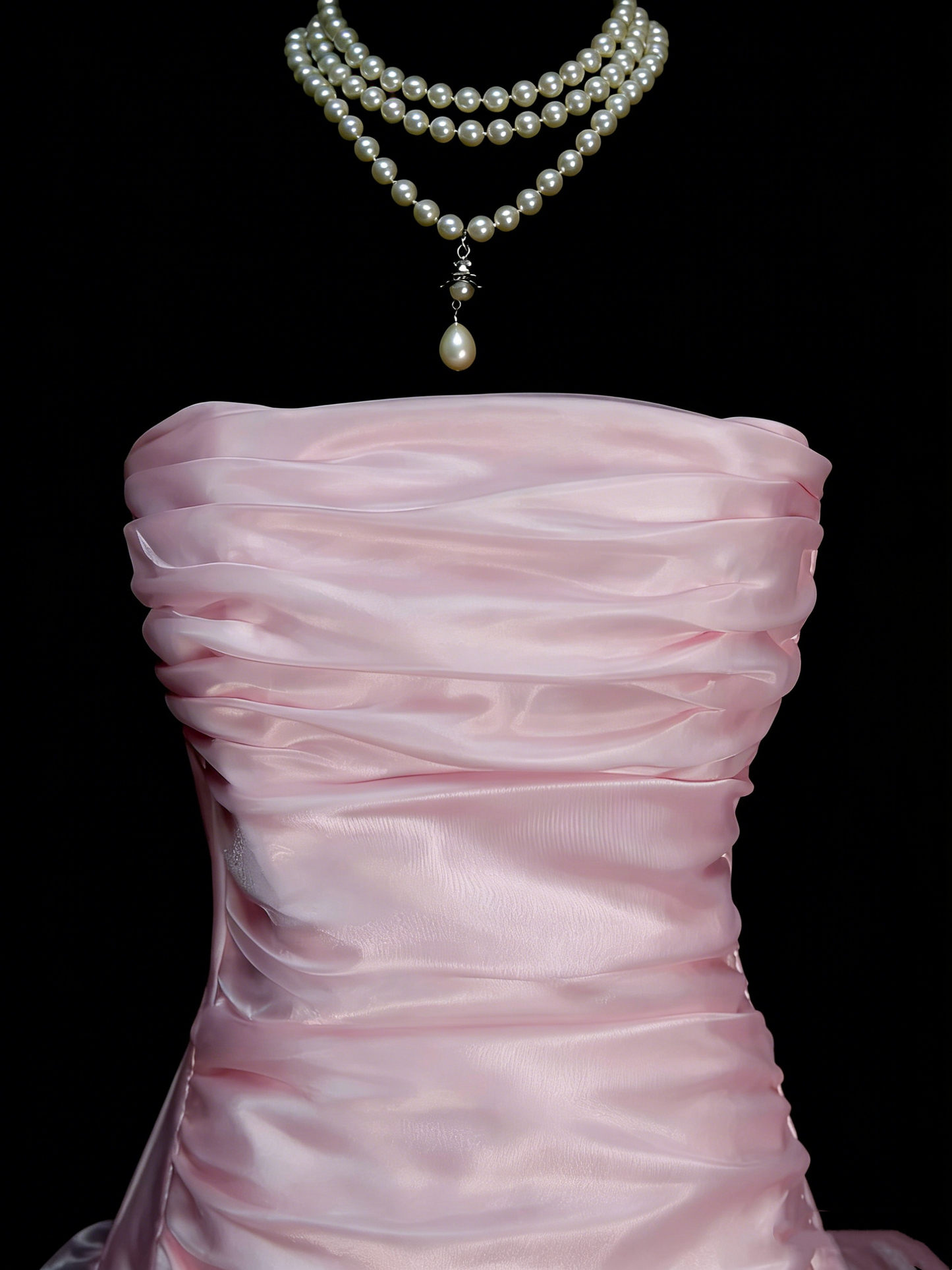 Vintage Ball Gown Strapless Light Pink 1980s College Formal Outfit Prom Graduation Dresses For Teens N1331