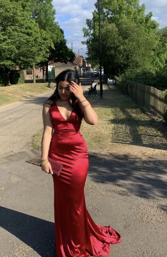 Vintage Mermaid Halter Red Satin For Women Party Dresses Long Formal Prom Dresses 22th Birthday Gown AB1318