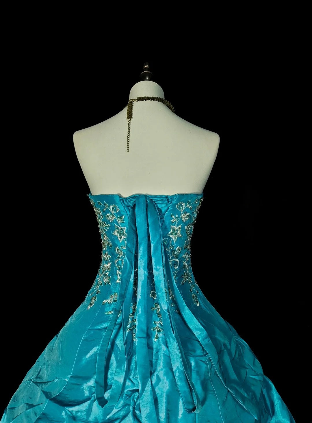 Vintage Ballkleid, trägerlos, blauer Organza mit Rüschen, Sweet 16 Kleider, Quinceañera Kleid, lang, Vestidos De Fiesta N1461