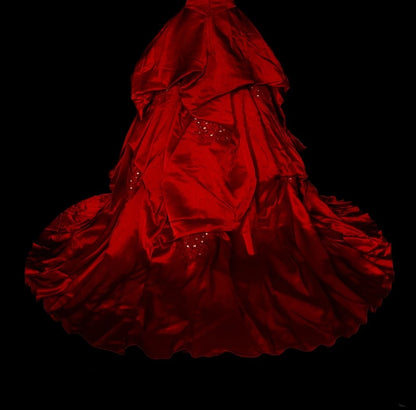 Robe de bal à fines bretelles en satin bordeaux, robe de soirée, robe de cérémonie, style vintage, N1776