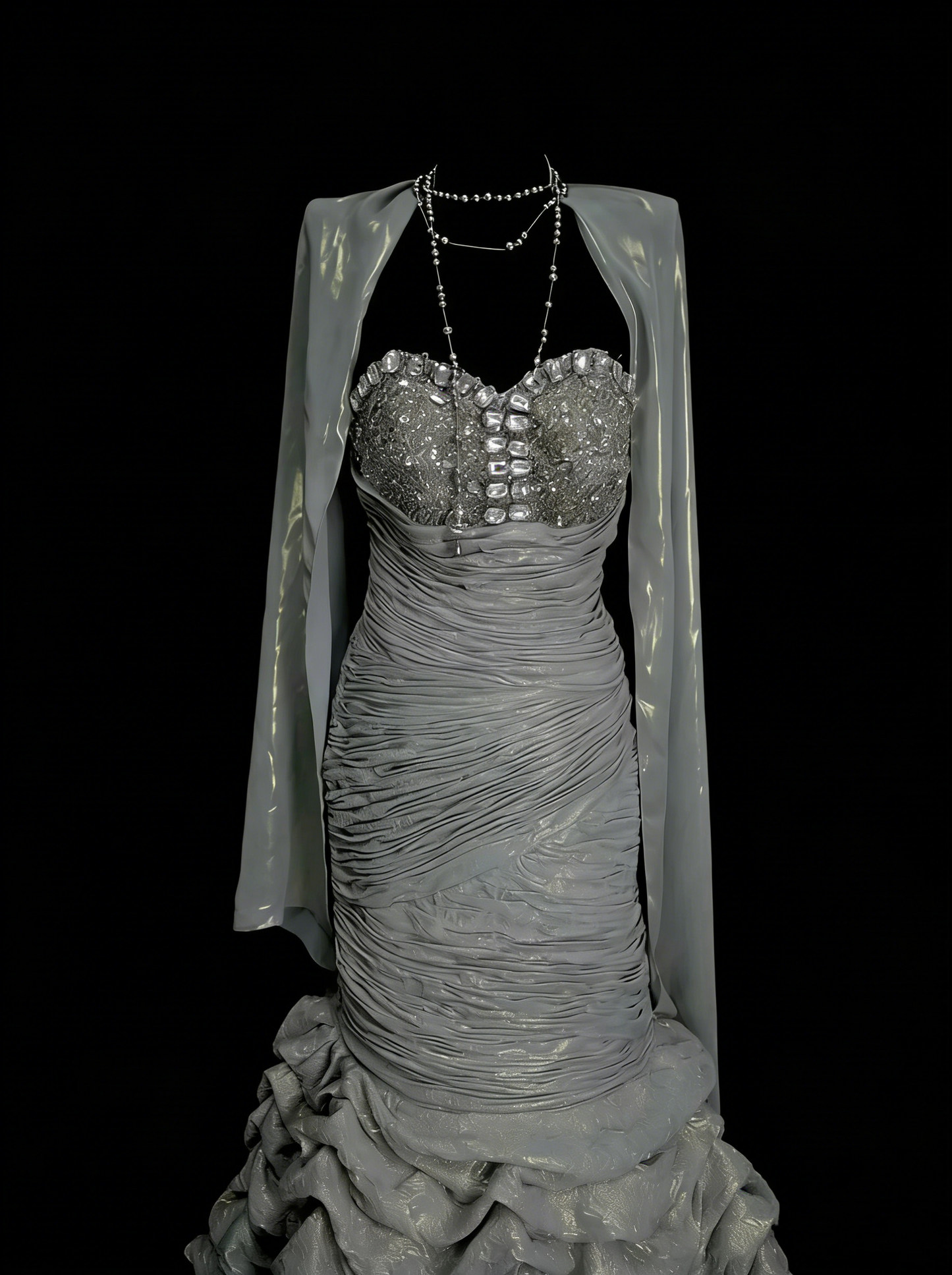 Vintage Mermaid Sweetheart Gray With Beading Summer Formal For Women Girls Teens Prom Dresses N2233
