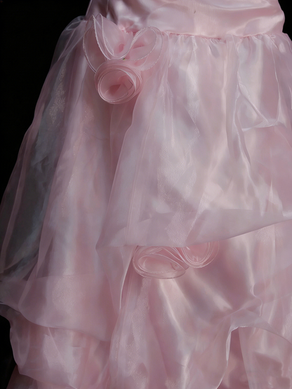 Vintage Ball Gown Strapless Light Pink 1980s College Formal Outfit Prom Graduation Dresses For Teens N1331