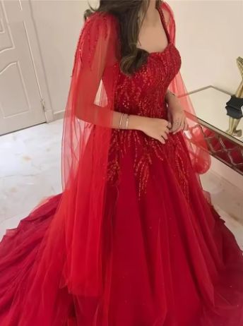 Elegantes Ballkleid mit eckigem Ausschnitt, Tüll und Perlen, lang, für den Winter, festliche Anlässe, Abschlussball, Abendgarderobe, Dinner-Outfit, Partykleid AB2179