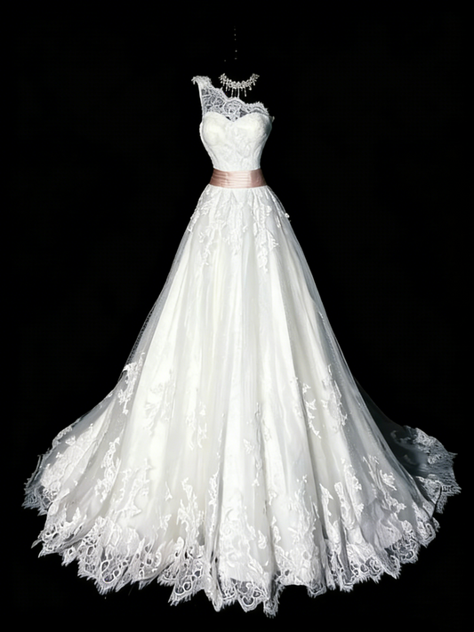 Vintage 80s Wedding Dresses Ball Gown One Shoulder Tulle White Lace Long Brides Dress Fitted Bridal Gown N1209