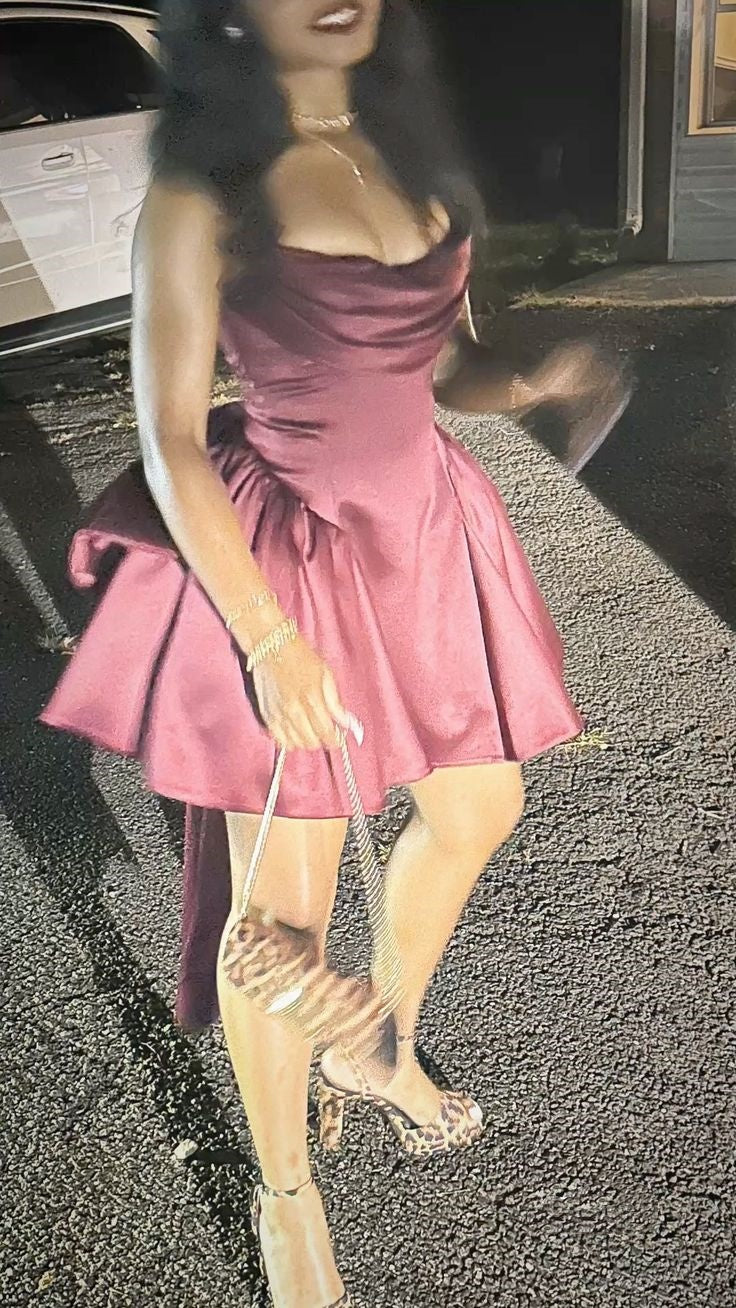 Mini-robe de bal noire en satin pour adolescentes, ligne A, bretelles spaghetti, courte, pour la 8e année, RB3412