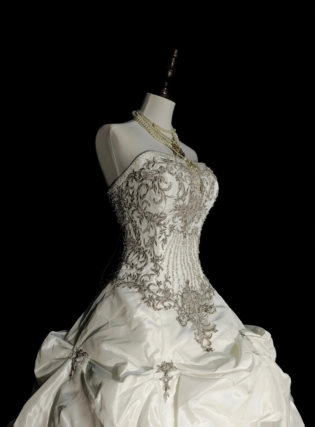 Vintage 80er Jahre Brautkleid Ballkleid trägerlos langes Brautkleid tailliertes Brautkleid N1594
