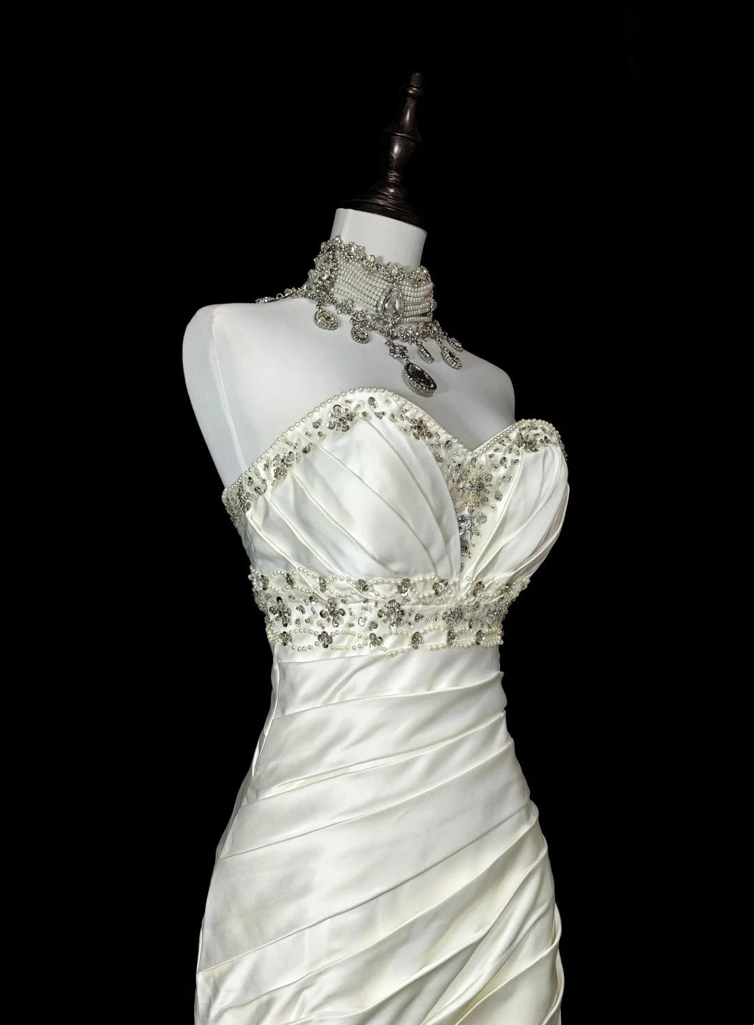 Vintage 70s Mermaid Sweetheart With Beadings Wedding Dress Fairytale Bridal Dresses N1580