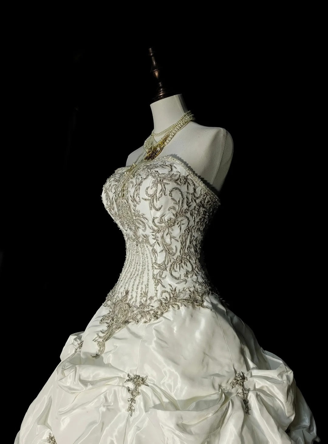 Vintage 80er Jahre Brautkleid Ballkleid trägerlos langes Brautkleid tailliertes Brautkleid N1594