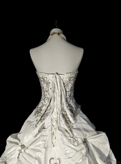 Vintage 80er Jahre Brautkleid Ballkleid trägerlos langes Brautkleid tailliertes Brautkleid N1594