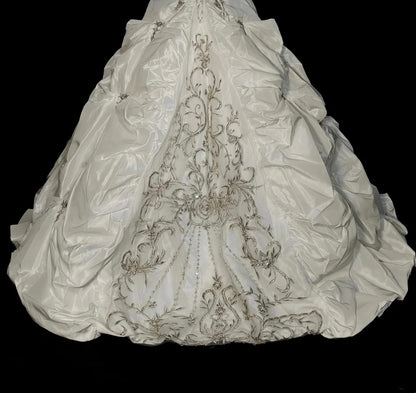 Vintage 80er Jahre Brautkleid Ballkleid trägerlos langes Brautkleid tailliertes Brautkleid N1594
