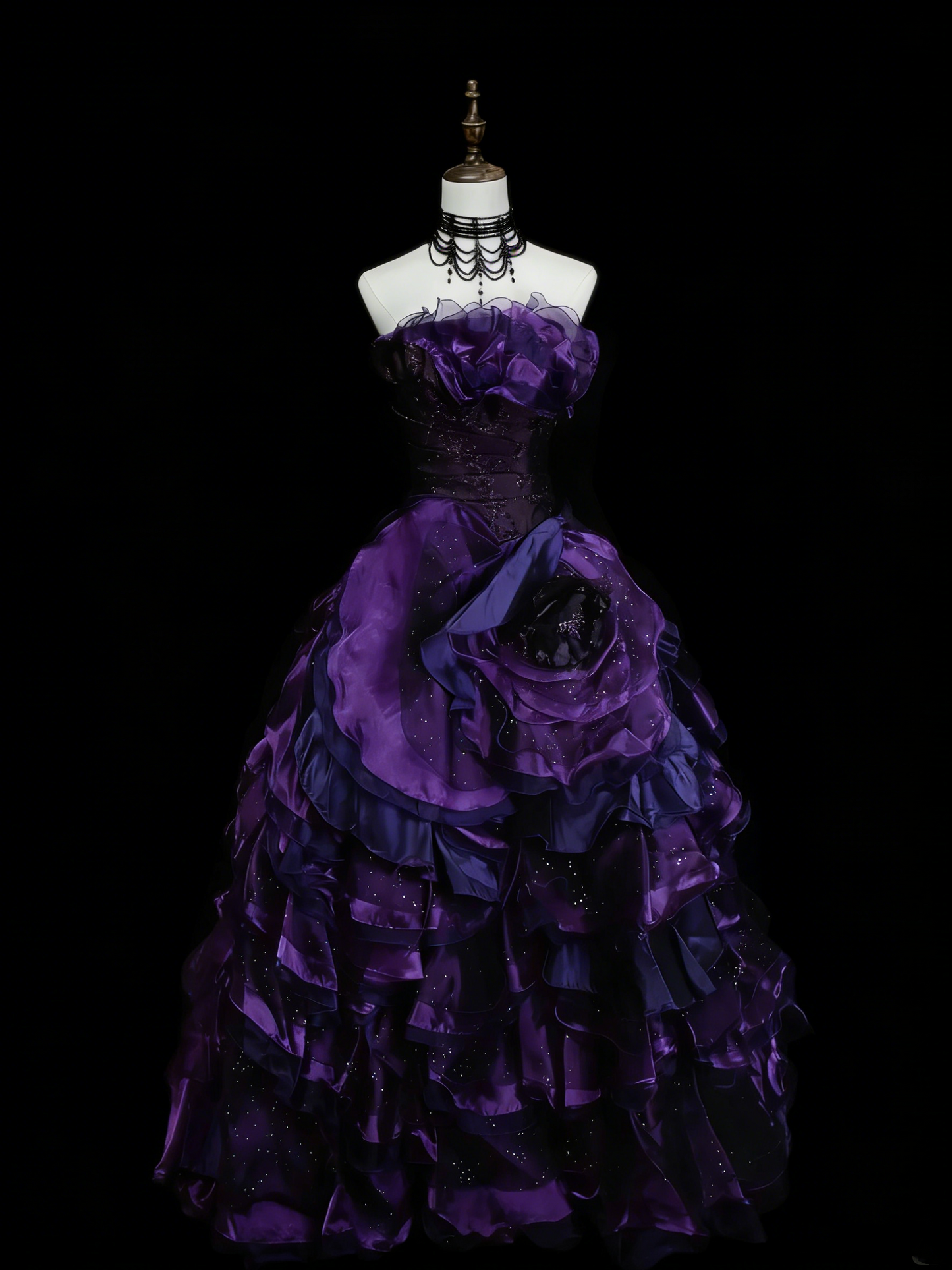 Robe de bal vintage bustier à volants couleur raisin, idéale pour les 16 ans et les quinceañeras (taille 15), modèle N1451
