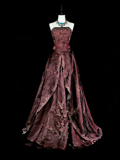 Robe de bal vintage, style rétro années 50, élégante et bustier, longue, marron, inspiration N1994