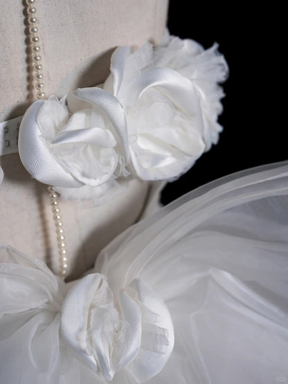 Dreamy Mermaid Straps Satin White With Bow Brides Gown Bridal Dress Style Long Wedding Dresses RB6569