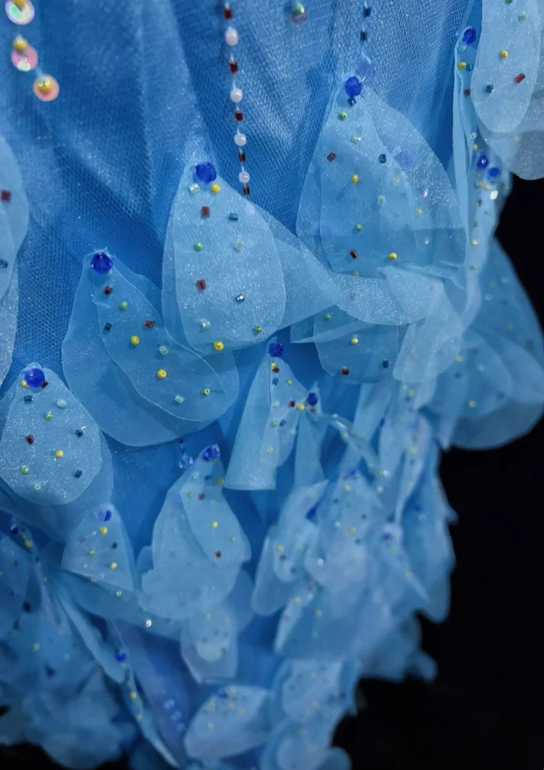 Robe De Soirée Longue De Bal De Promo En Chiffon Bleu Fourreau Chic À Bretelles Fines Et Corsage Perlé N2727