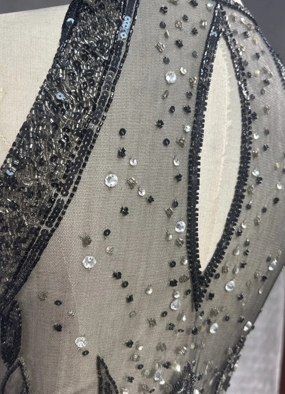 Vintage Abschlussballkleider A-Linie V-Ausschnitt Black Tie Kleid Perlenbesetztes 90er Langes Abendkleid N2652
