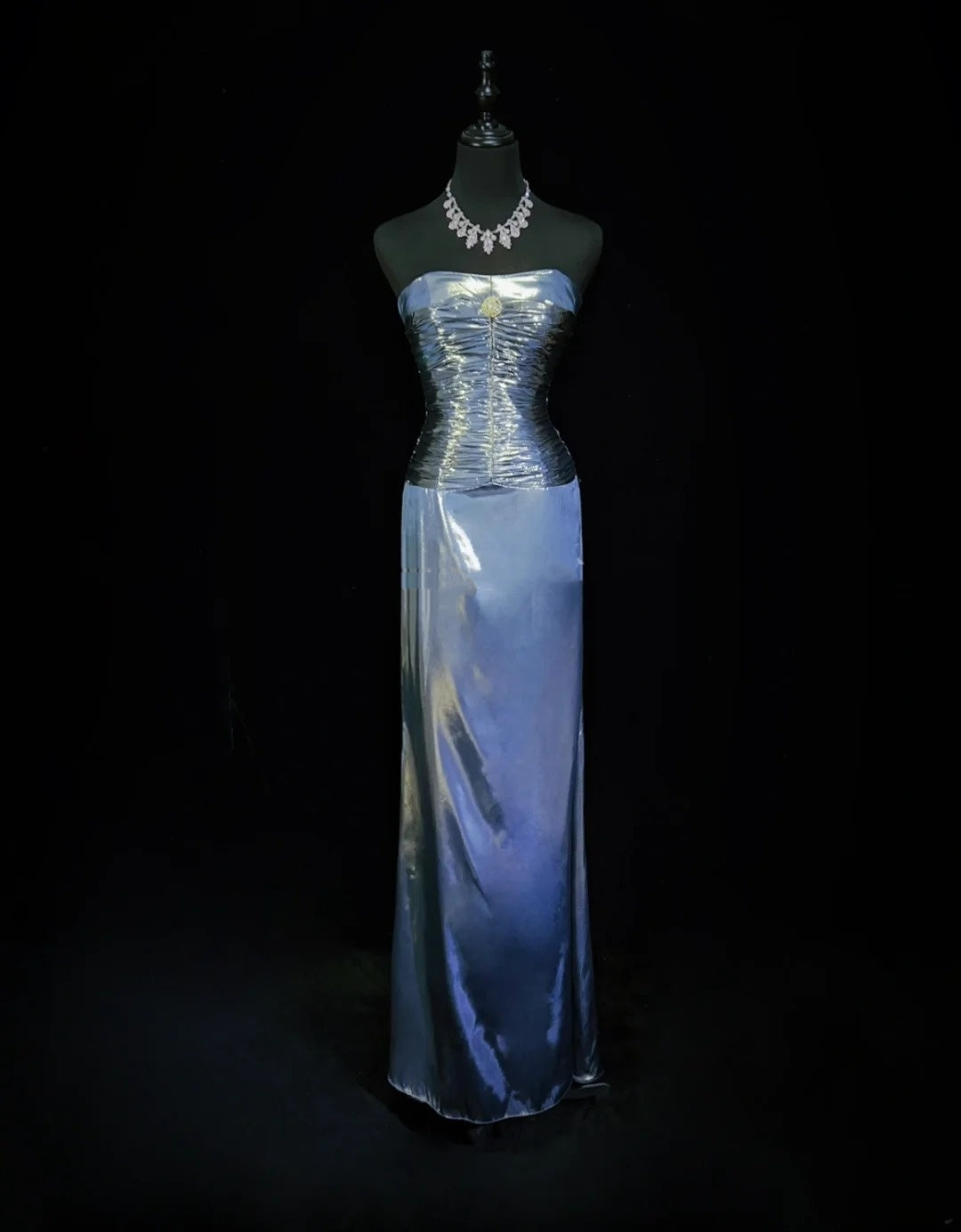 Vintage-Ballkleid Ästhetik A-Linie Marineblau mit Perlen Lange Abendkleid N3025