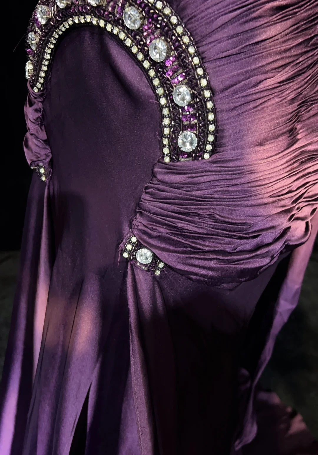 Vintage Prom Dresses Mermaid V Neck Purple Chiffon 80s With Beading Long Formal Evening Outfits N3896