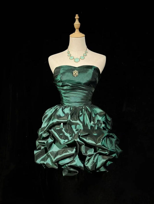 Dream Ball Gown Sweetheart Dark Emerald Green Taffeta 18th Birthday Gown Homecoming Dresses N3805